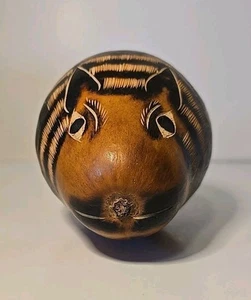 Vintage Peruvian Folk Art Hand Carved Gourd Wild Animal - Picture 1 of 6