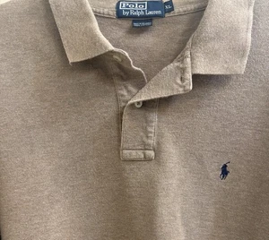 POLO by RALPH LAUREN Gr.(XL) Braun Piqué Kurzarm Polo 100% Baumwolle Blau Logo - Bild 1 von 12