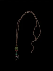 "Collar de ojo de tigre de jade artesanal de temporada navideña 19"" ajustable" - Imagen 1 de 4