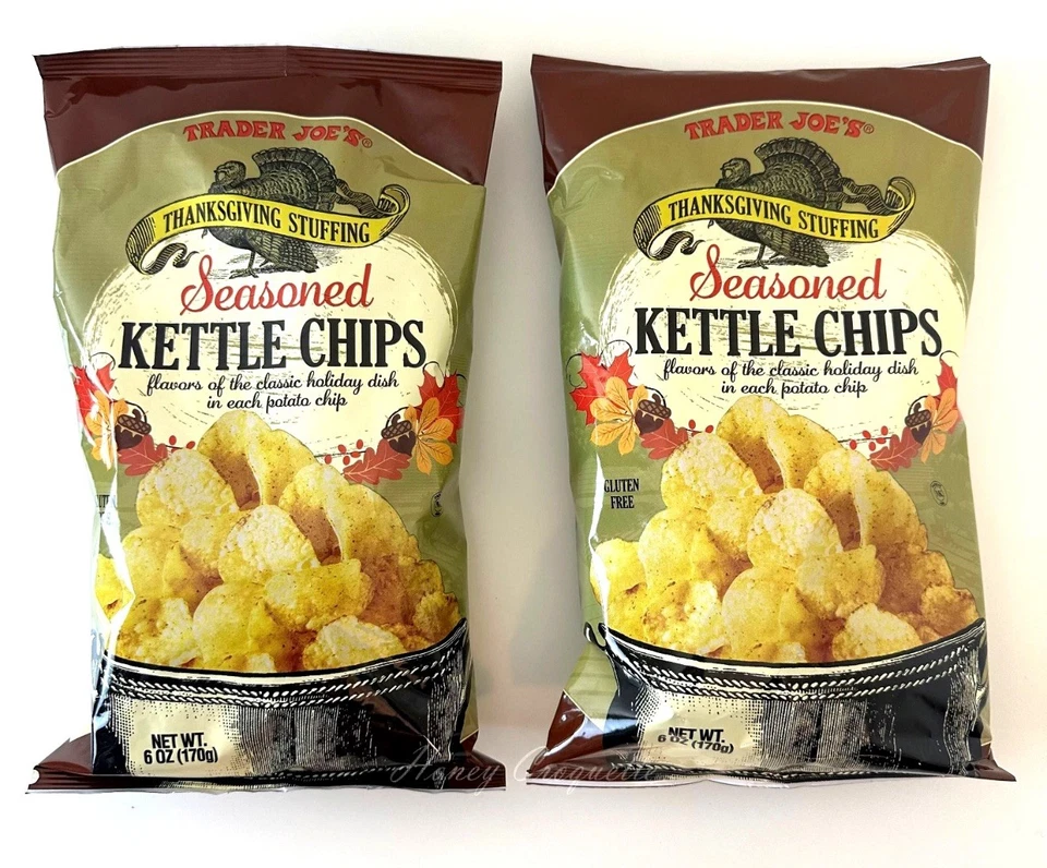 2 Packs Trader Joe's Thanksgiving Stuffing Seasoned Kettle Chips 6 oz - Image 1 of 1
