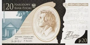 Polen 2009 20 Zloty CHOPIN 200. Geburtstag UNC P181 - Bild 1 von 3