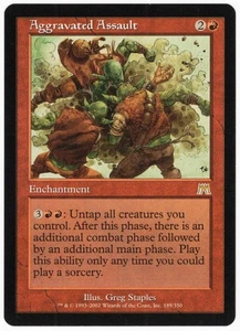 Aggravated Assault 2002 Onslaught Red Rare Enchantment MTG NM AZ2 - Picture 1 of 2