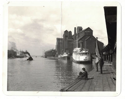 B&W Photograph C 1910 View of Buffalo NY Harbor, Bennett Elevator, China of Erie - Image 1 of 2
