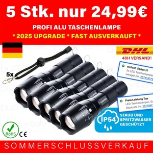 5x LED Taschenlampen, Extrem Hell, Staub-Spritzwasser, 5 Modi - Nur noch wenige! - Bild 1 von 7