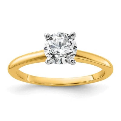 14k Two-Tone Gold 1 Ct Lab Grown Diamond Solitaire Engagement Ring Sz 7 VS, F - Image 1 of 4