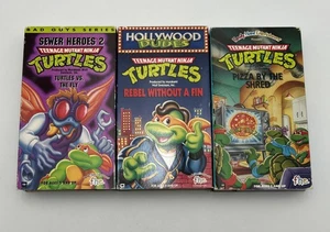 Teenage Mutant Ninja Turtles Cartoons VHS LOT Of 3 - Pizza By The Shred The Fly - Picture 1 of 13