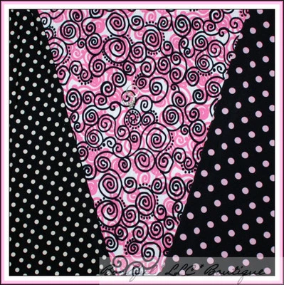 BonEful Fabric KNIT LOT 6 Yards Lycra Dance Ballet Black Pink Dot Swirl Girl Set - Image 1 of 4