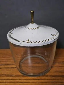 VINTAGE GLASS CANISTER/JAR/ICE BUCKET WITH METAL LID - Picture 1 of 13