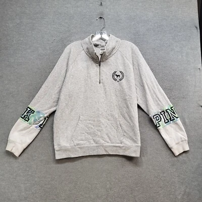 Sudadera Rosa Victorias Secret Mujer Mediana Universitaria 1/4 Cremallera Cuello Simulado LEER Foto 1 de 4