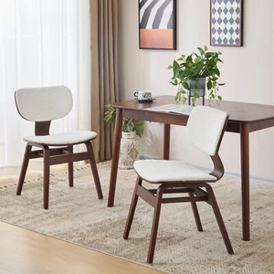 Boucle fabric upholstered side Dining Chair Kitchen Living room (2 Set) - Picture 1 of 10