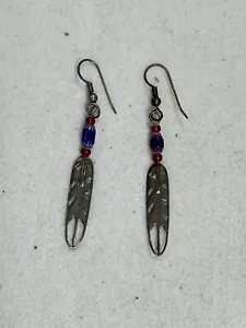 Indianerschmuck gestempelt Sterling Silber Feder Ohrringe - Bild 1 von 2