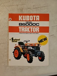 Vintage 1987 Kubota B6000C 4 Wheel Drive Tractor Brochure Spec Sheet - Picture 1 of 4