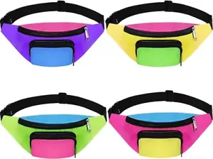 Riñonera retro de 4 piezas de los 80 bolsa de cinturón de neón riñonera para correr fiesta de viaje - Imagen 1 de 5
