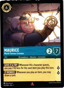 DISNEY LORCANA 152/204 MAURICE WORLD-FAMOUS INVENTOR RARE NON-FOIL - Picture 1 of 2