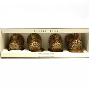 Pottery Barn Turkey Place Card Holders Amber Honey Glazed Turkeys Set of Four - Picture 1 of 7