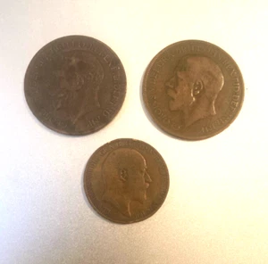 Nice Assortment of 3 British Coins....100+ Years Old... - Picture 1 of 2