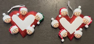 Gesichter mit Hüten um Herz Familie von 5 oder 6 Gesichtern personalisierbar Ornament - Bild 1 von 3