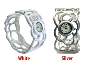 VIANOVA: WOMENS' SILVER OR WHITE FINISH BANGLE ROUND DIAL ANALOG QUARTZ WATCH - Picture 1 of 13