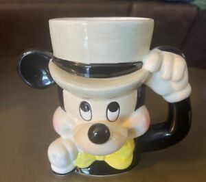 Vintage Disney Ceramic Mickey Mouse 3D Figure Head Coffee Tea Mug Cup Japan 5”