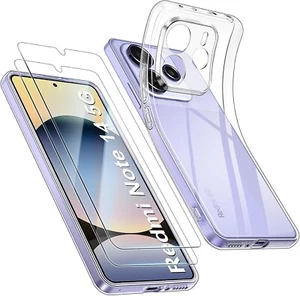 Pour XiaoMi Redmi NOTE 14 5G Coque Arrière silicone TRANSPARENT+ 2 verre trempé - Zdjęcie 1 z 3