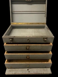 Antique Wood Machinist Chest - Very Rare And Unique! - Picture 1 of 8