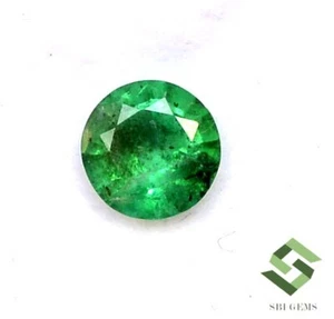 Certified Natural Emerald Round Cut 5.25 mm 0.36 CTS Untreated Loose Gemstone - Foto 1 di 6