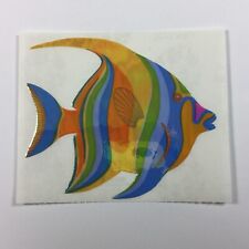 Vtg Sandylion 1992 Logo Rare Mother of Pearl Rainbow Angel Fish Sticker Orange