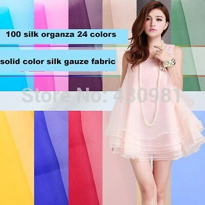 1 Yard silk organza material for wedding dress real silk gauze voile fabric  - Image 1 of 4