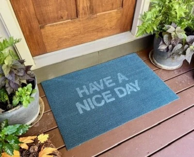 Сверхпрочный синий коврик HAVE A NICE DAY — винил для помещений/улицы — сделано в США - Изображение 1 из 3