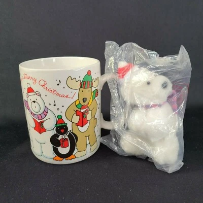 Taza de alegría con oso polar felpa árbol de Navidad adorno colección de regalo Avon Foto 1 de 4