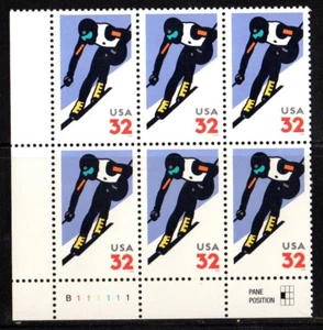 Briefmarken USA: 1997 POSTFRISCH 32c Ski Alpin Pl# 6er Block. #3180 - Bild 1 von 1