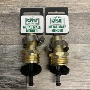 (2) Garden Hose Repair Kit, For 5/8" I.D. Hose, Brass Male Coupling, GHTM x 5/8 - Picture 1 of 2