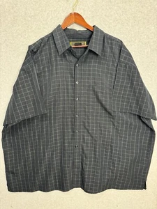 George Foreman 4XL Big-XXXXL Black Short Sleeve Button Up Windowpane Plaid EUC - Picture 1 of 7