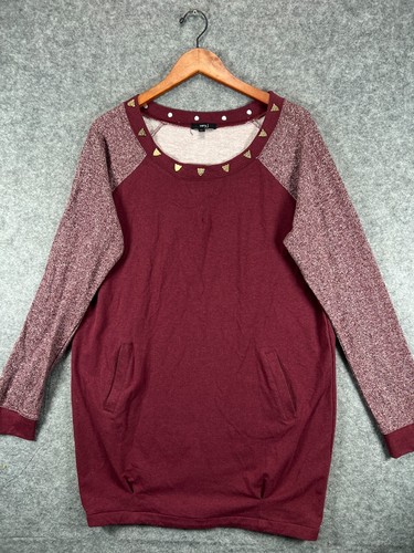 VETEMENTS Very J Camicia Vestito Donna Grande Rosso Metallo Giaguaro Logo Tasche Manica Lunga Donna