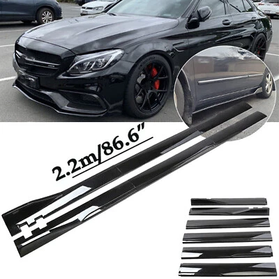 86.6'' Gloss Black Side Skirts Extention Body Kit For Mercedes Benz W205 W204 - Image 1 of 4