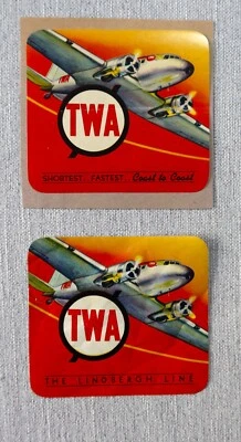 Adesivo adesivo etiqueta bagagem bagagem TWA Airlines vintage viagem aérea - Imagem 1 de 2