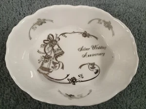 VINTAGE LEFTON SILVER WEDDING ANNIVERSARY TRINKET DRESSER TRAY 03106 - Picture 1 of 3