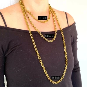 Collana catena resistente color oro placcato ottone (FC51) - Foto 1 di 13
