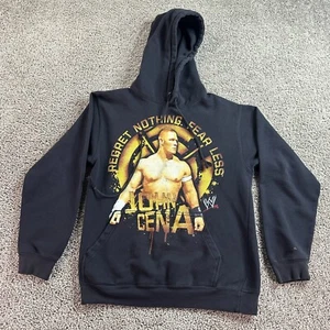 John Cena WWE Hoodie Boys Medium Black Fear Nothing Double Sided Wrestling FLAW - Picture 1 of 14