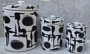 Mid Century Italian Ceramic GRAFFITI Art Pottery Canister Set Bitossi Raymor Era - Picture 1 of 9