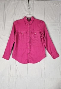 Camisa abotonada Lauren Ralph Lauren rosa 100 % lino para mujer talla mediana  - Imagen 1 de 7