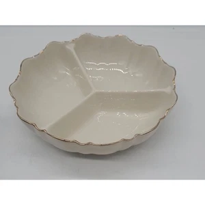 VINTAGE LENOX GOLD TRIMMED SCALLOPED SYMPHONY CONDIMENT DISH - Photo 1/2