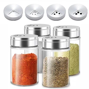 4pcs Salt and Pepper Shakers Set, Salt Shaker and Pepper Shaker with Adjustab... - Imagen 1 de 7
