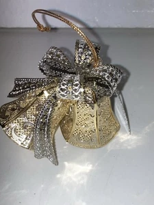 Baldwin "Mit wärmsten Wünschen" schimmernde Glocken Weihnachtsschmuck 24kt Gold - Bild 1 von 10