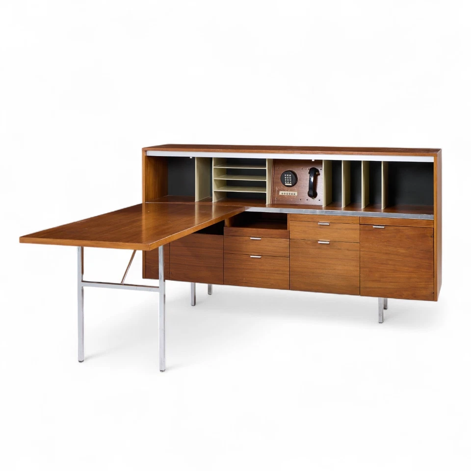 George Nelson for Herman Miller Mid Century Walnut Desk with Return - Image 1 of 4