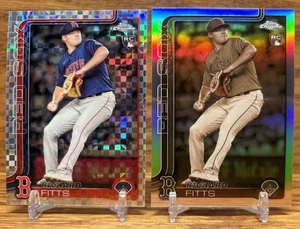 RICHARD FITTS X-Fractor + Sepia Refractor Rookie LOT | 2025 Topps Chrome RED SOX - Picture 1 of 2