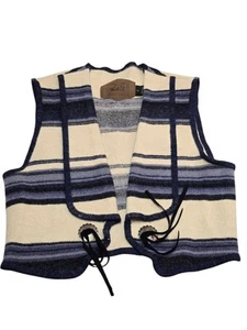 Vintage Woolrich Women's Western blue stripe wool southwestern vest size Medium - Picture 1 of 12