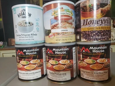 6 Mountain House/Augason Farms liofilizado campamento de emergencia #10 lata de comida #53 Foto 1 de 4