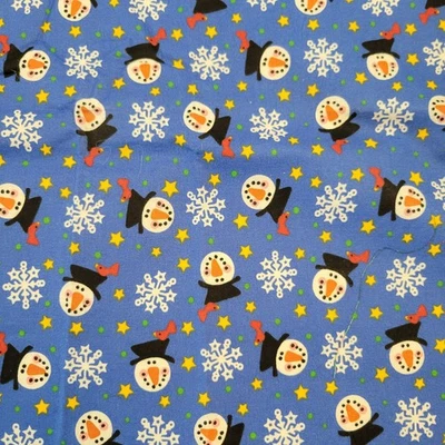 Cotton Fabric Snowman Snowflakes Stars Christmas 33" x 42" General Fabrics - Image 1 of 4