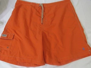 Polo Ralph Lauren Logo Big Men Swim Shorts Solid Orange Lined Cargo Pkt Sz 6XB - Imagen 1 de 10